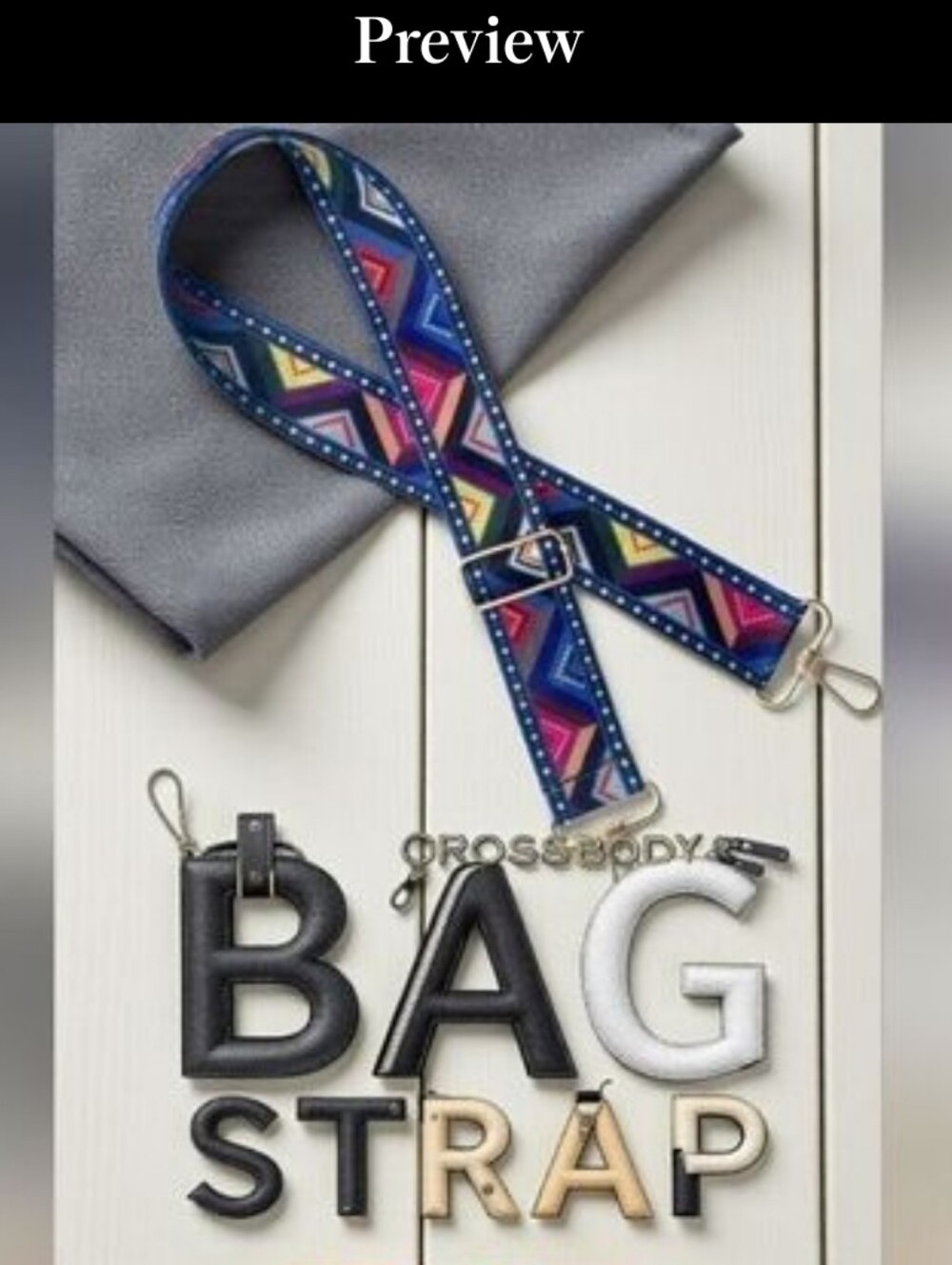 Boho Colorful Crossbody Bag Strap- Choose Blue , Black Or Tan